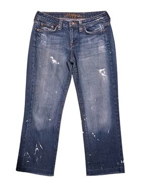 Hippie Vintage Y2K Paint Splatter Straight Leg Jeans Size 29 100% Cotton Raw Hem